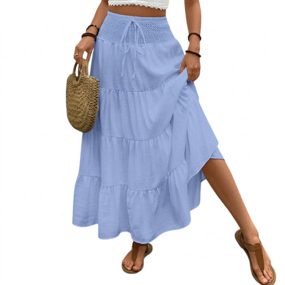 Damska spódnica maxi z falbanami i wiązaniem w pasie-Skirt for women-Olave