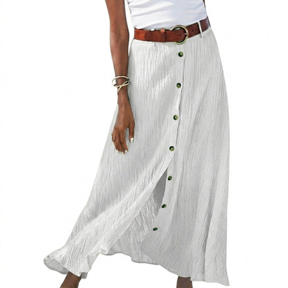 Damska spódnica maxi z guzikami i paskiem-Skirt for women-Olave