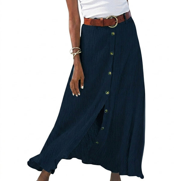 Damska spódnica maxi z guzikami i paskiem-Skirt for women-Olave