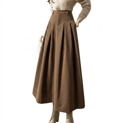 Damska spódnica maxi z wysokim stanem i plisami-Skirt for women-Olave