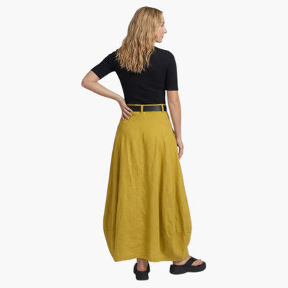 Damska spódnica maxi z wysokim stanem, szlufkami i kieszeniami bocznymi-Skirt for women-Olave