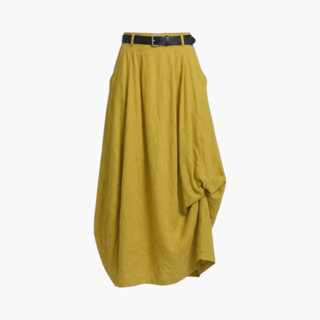 Damska spódnica maxi z wysokim stanem, szlufkami i kieszeniami bocznymi-Skirt for women-Olave