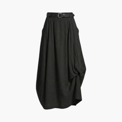 Damska spódnica maxi z wysokim stanem, szlufkami i kieszeniami bocznymi-Skirt for women-Olave