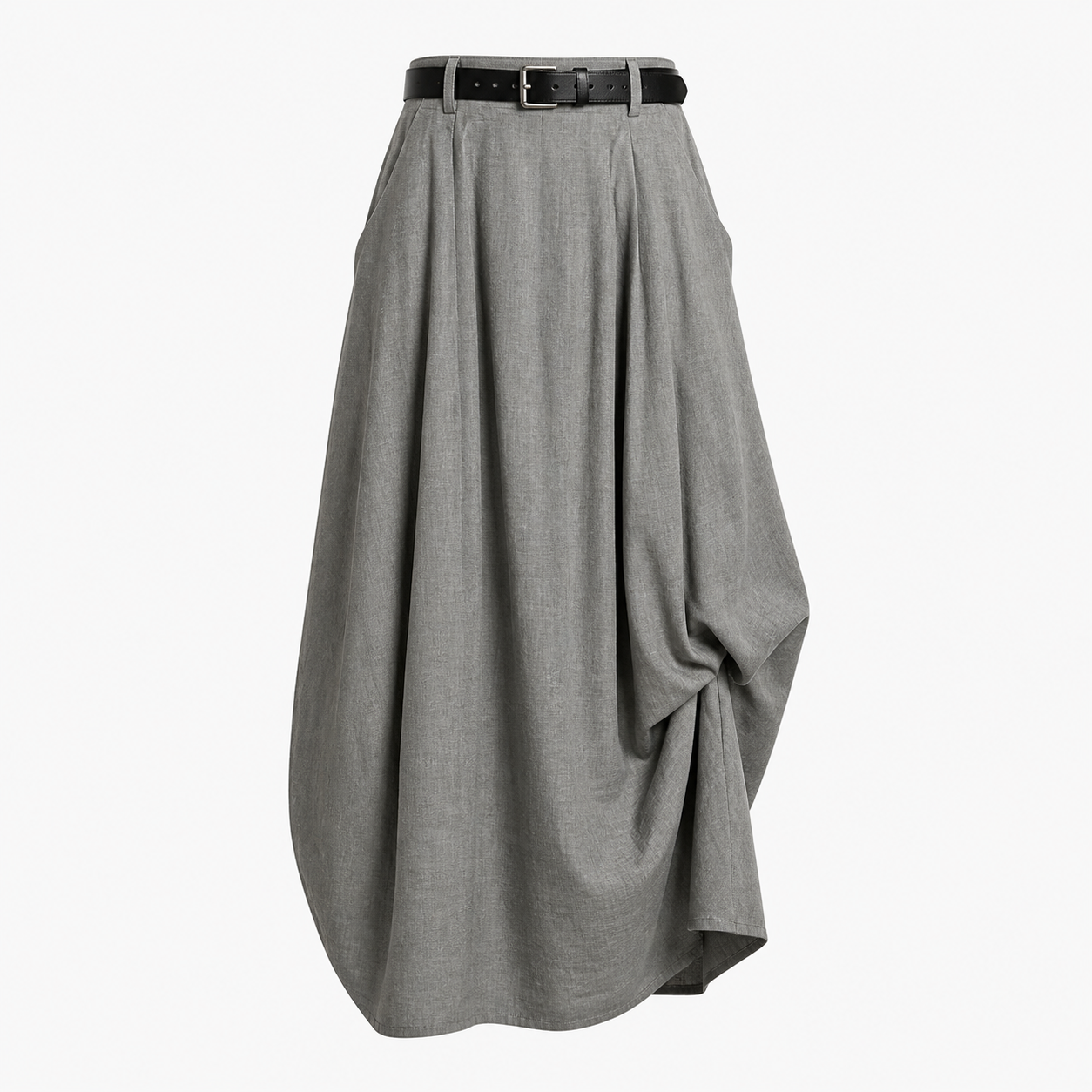 Damska spódnica maxi z wysokim stanem, szlufkami i kieszeniami bocznymi-Skirt for women-Olave
