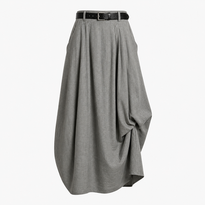 Damska spódnica maxi z wysokim stanem, szlufkami i kieszeniami bocznymi-Skirt for women-Olave