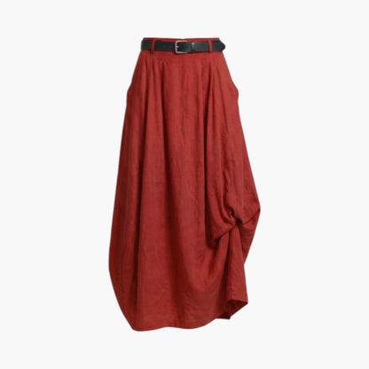 Damska spódnica maxi z wysokim stanem, szlufkami i kieszeniami bocznymi-Skirt for women-Olave