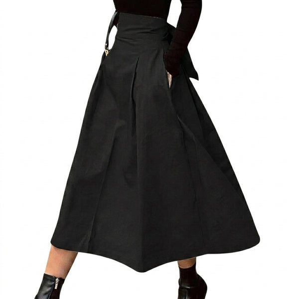 Damska spódnica midi z wysokim stanem i plisami-Skirt for women-Olave