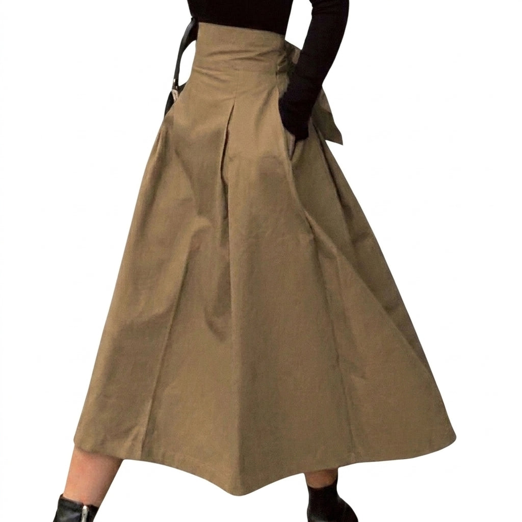 Damska spódnica midi z wysokim stanem i plisami-Skirt for women-Olave