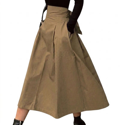 Damska spódnica midi z wysokim stanem i plisami-Skirt for women-Olave