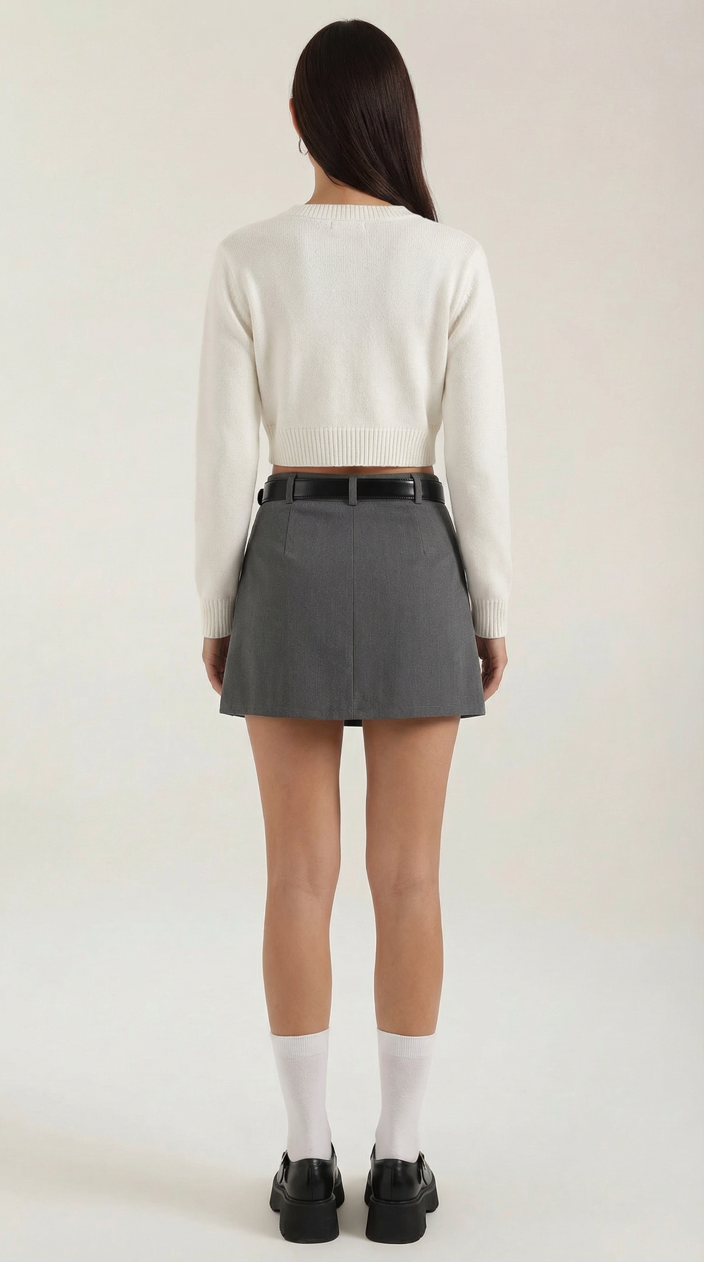 Damska spódnica mini z wysokim stanem, szlufkami i prostym dołem-Skirt for women-Olave