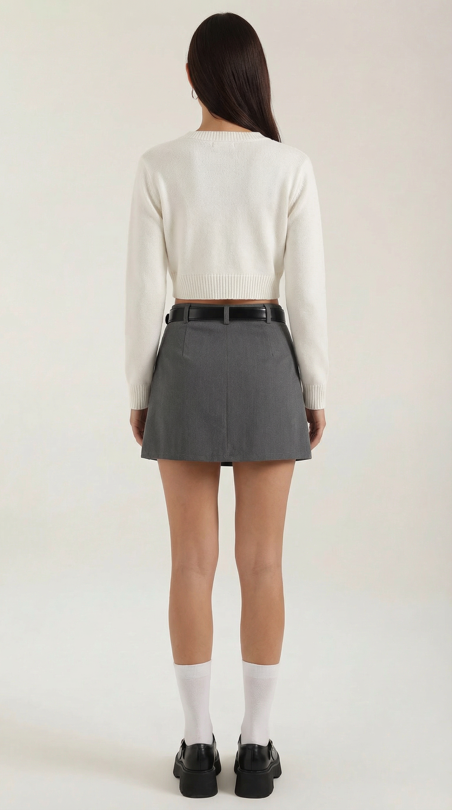 Damska spódnica mini z wysokim stanem, szlufkami i prostym dołem-Skirt for women-Olave