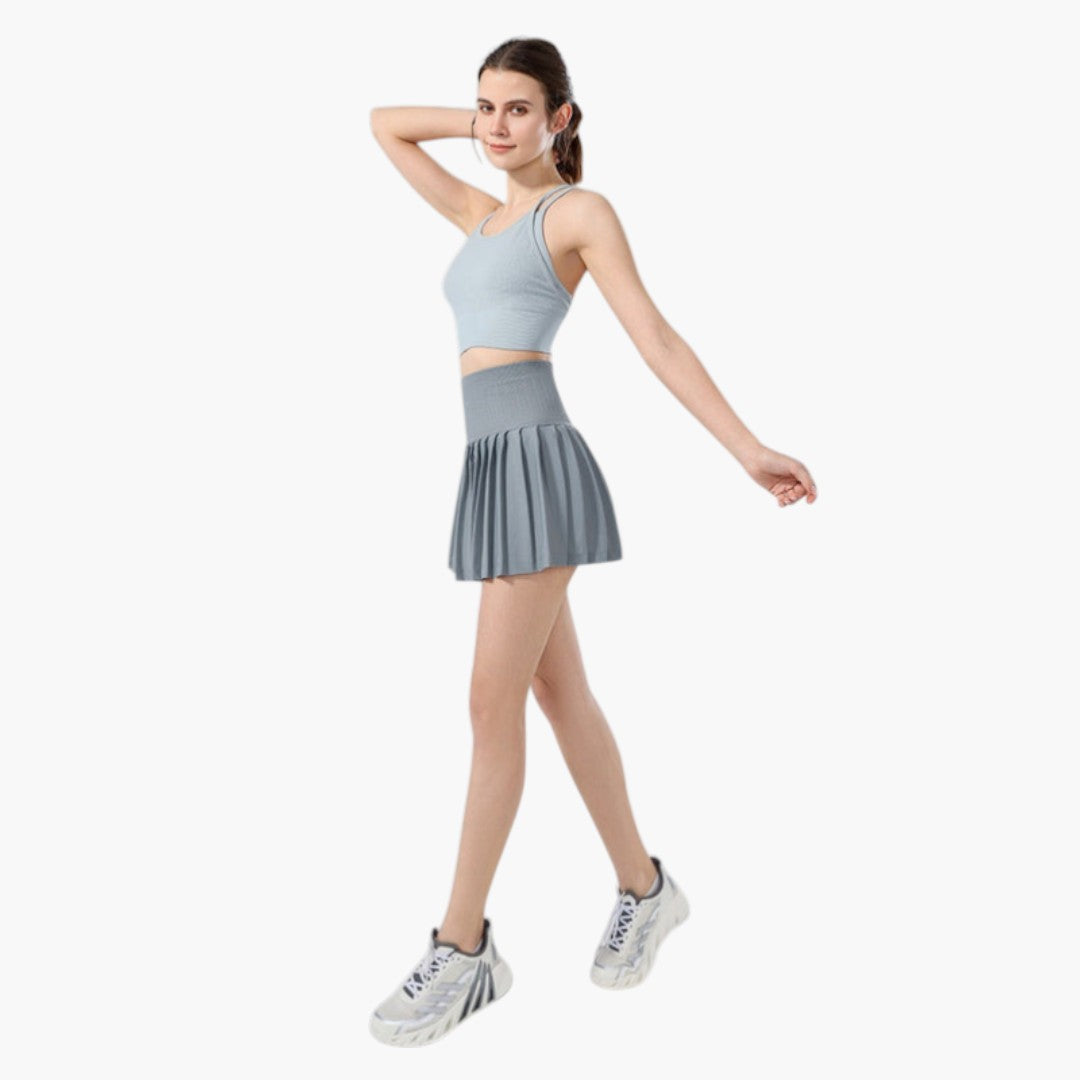 Damska spódnico-szorty z wysokim stanem, plisowaną warstwą i elastycznym pasem-Skirt for women-Olave