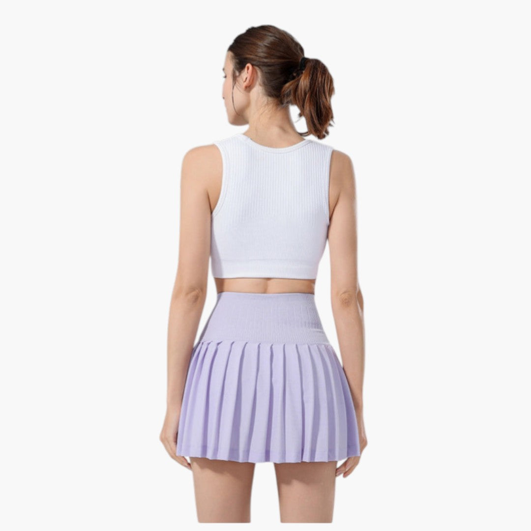 Damska spódnico-szorty z wysokim stanem, plisowaną warstwą i elastycznym pasem-Skirt for women-Olave