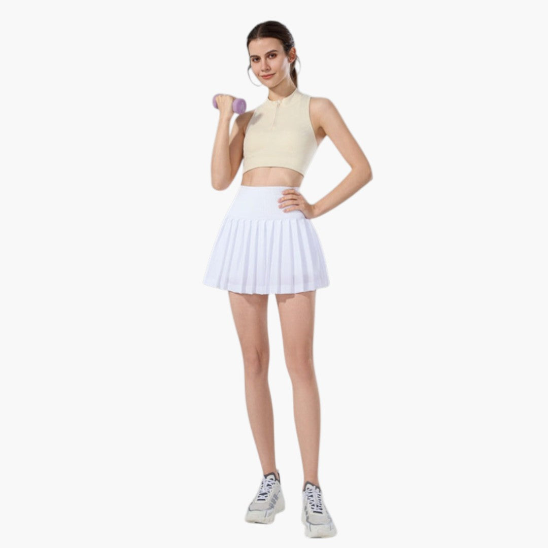 Damska spódnico-szorty z wysokim stanem, plisowaną warstwą i elastycznym pasem-Skirt for women-Olave