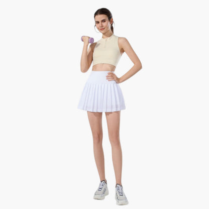 Damska spódnico-szorty z wysokim stanem, plisowaną warstwą i elastycznym pasem-Skirt for women-Olave