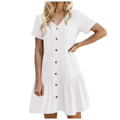 Damska sukienka koszulowa mini zapinana na guziki-Mini Dress-Olave