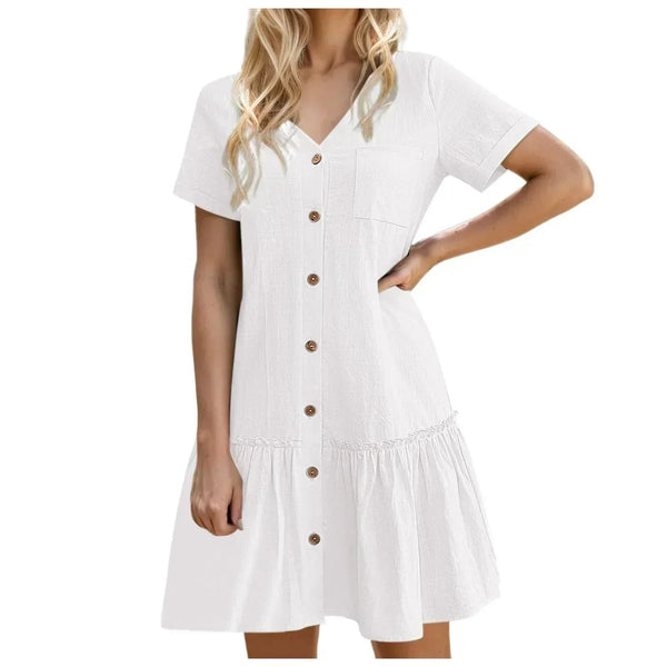 Damska sukienka koszulowa mini zapinana na guziki-Mini Dress-Olave