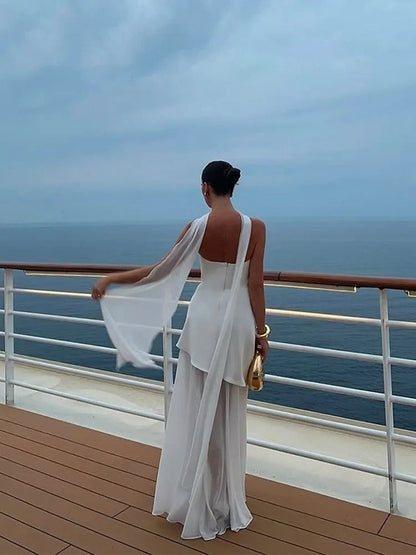 Damska sukienka maxi bez ramiączek z panelem przy szyi i rozcięciem spódnicy-Maxi Dress-Olave