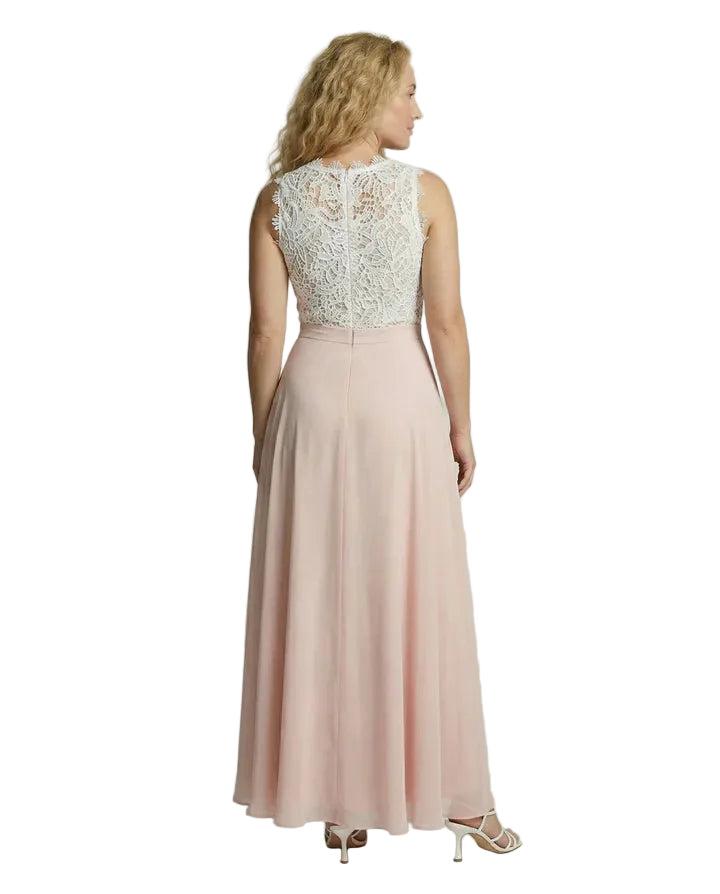Damska sukienka maxi bez rękawów z koronkową górą i długim dołem-Maxi Dress-Olave