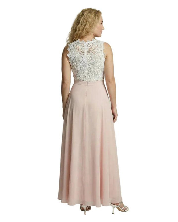 Damska sukienka maxi bez rękawów z koronkową górą i długim dołem-Maxi Dress-Olave