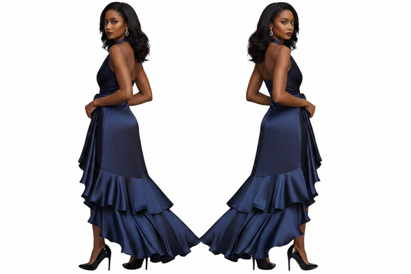 Damska sukienka Maxi z Dekoltem Halter i Drapowaną Talią-Maxi Dress-Olave