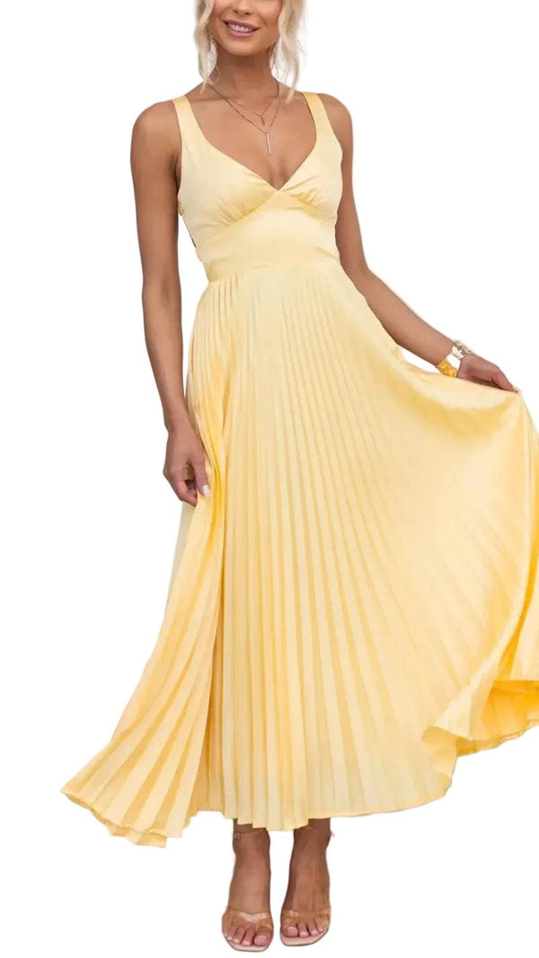 Damska Sukienka Maxi z dekoltem V i odkrytymi plecami-Maxi Dress-Olave