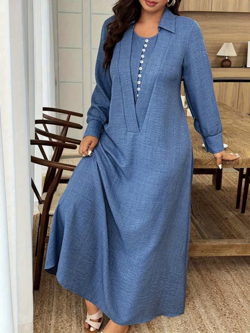 Damska Sukienka Maxi Z Długim Rękawem-Olave