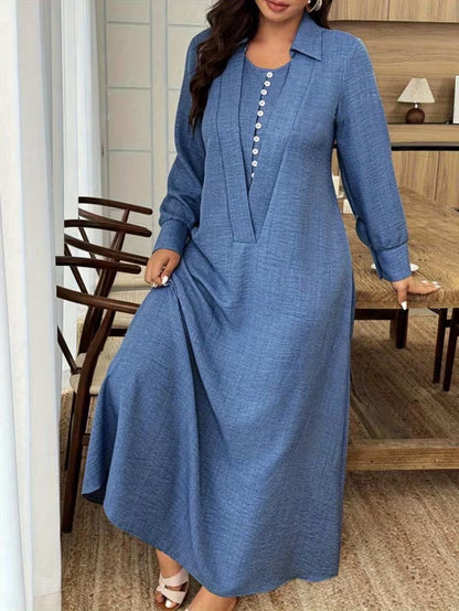 Damska Sukienka Maxi Z Długim Rękawem-Olave