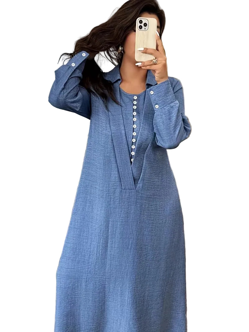 Damska Sukienka Maxi Z Długim Rękawem-Maxi Dress-Olave
