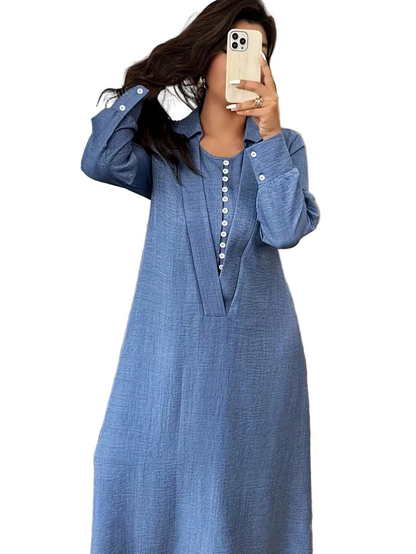 Damska Sukienka Maxi Z Długim Rękawem-Maxi Dress-Olave