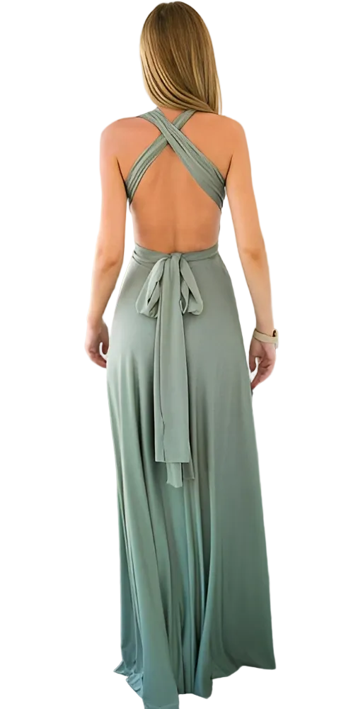 Damska sukienka maxi z krzyżowanym dekoltem-Maxi Dress-Olave