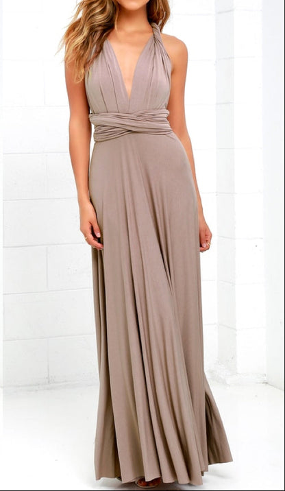 Damska sukienka maxi z krzyżowanym dekoltem-Maxi Dress-Olave