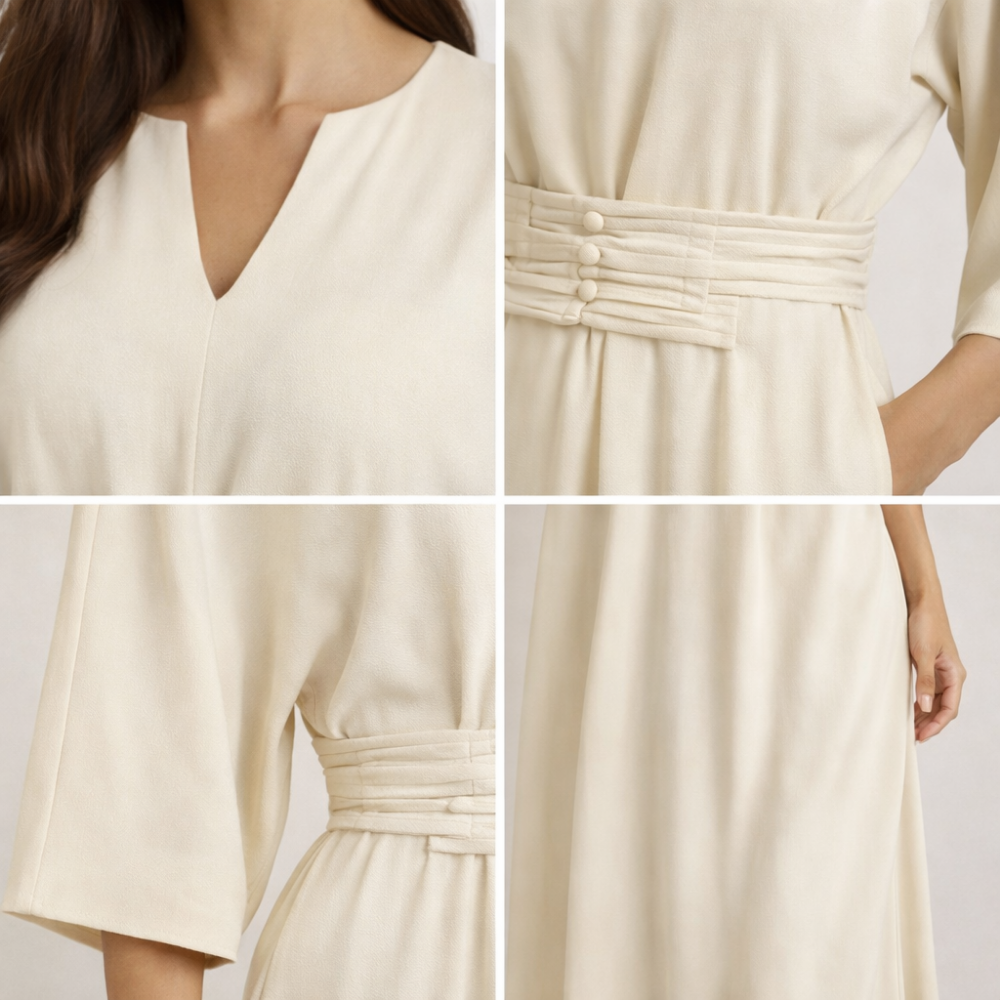 Damska Sukienka Maxi z Plisowaną Talią-Maxi Dress-Olave