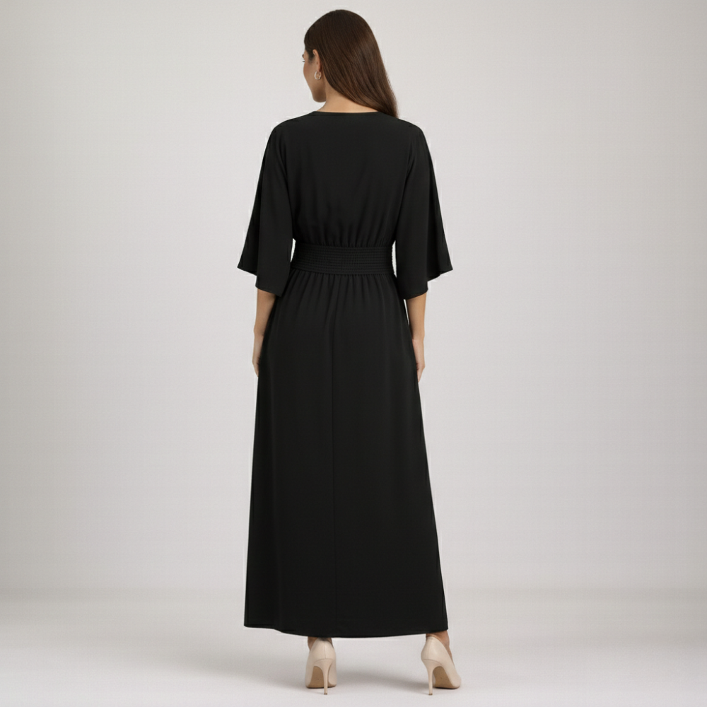 Damska Sukienka Maxi z Plisowaną Talią-Maxi Dress-Olave