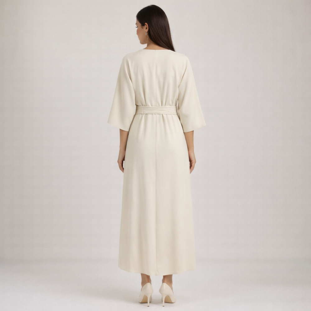 Damska Sukienka Maxi z Plisowaną Talią-Maxi Dress-Olave