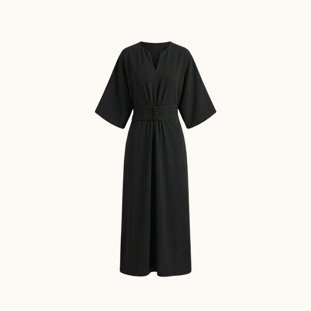Damska Sukienka Maxi z Plisowaną Talią-Maxi Dress-Olave