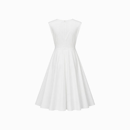 Damska sukienka midi bez rękawów z węzłem z boku-Midi Dress-Olave