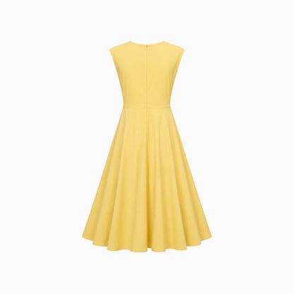 Damska sukienka midi bez rękawów z węzłem z boku-Midi Dress-Olave