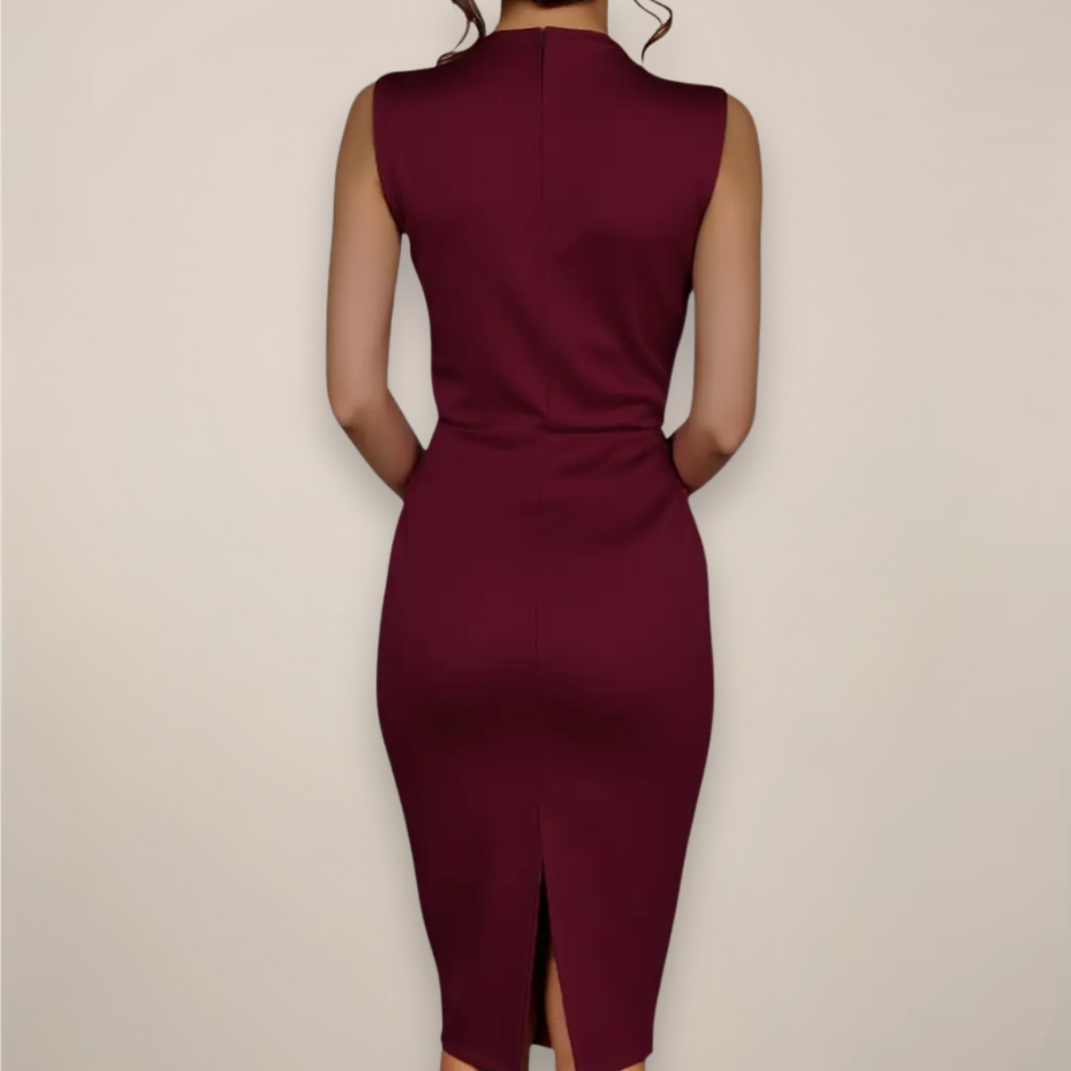 Damska sukienka midi bez rękawów z wiązaniem pod szyją-Midi Dress-Olave