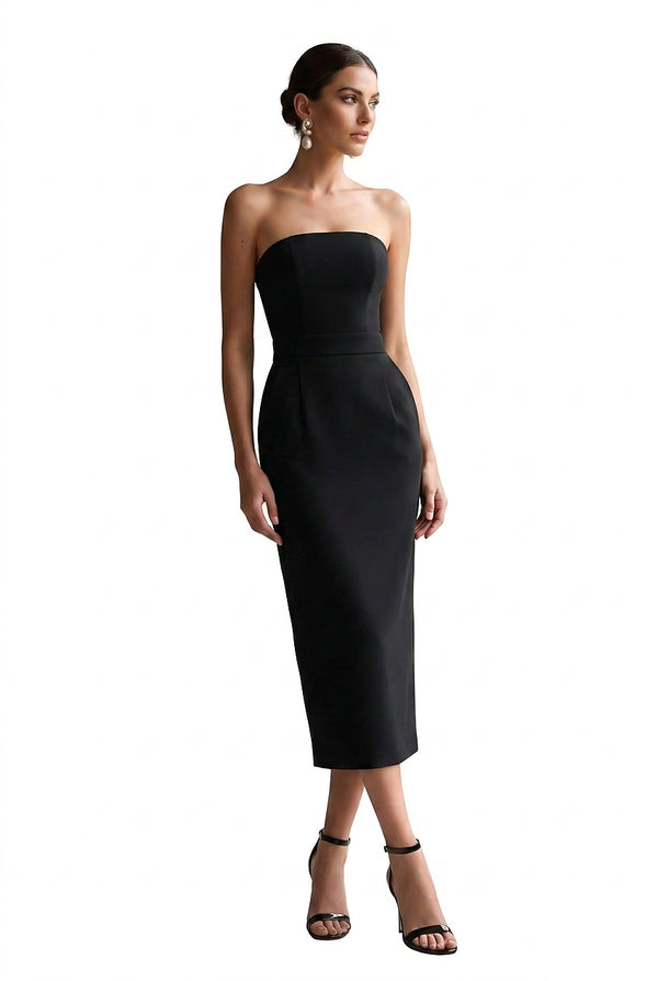 Damska sukienka midi typu bodycon bez ramiączek-Midi Dress-Olave