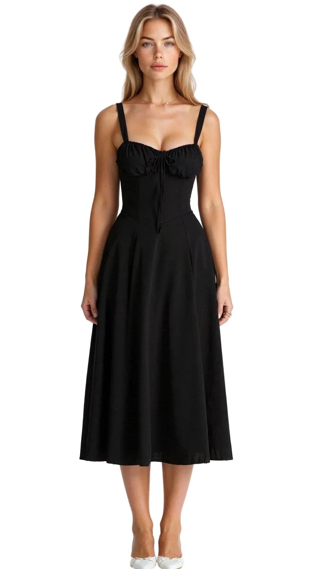 Damska sukienka midi w stylu gorsetu z kwiatowym wzorem-Midi Dress-Olave