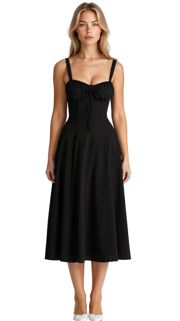 Damska sukienka midi w stylu gorsetu z kwiatowym wzorem-Midi Dress-Olave