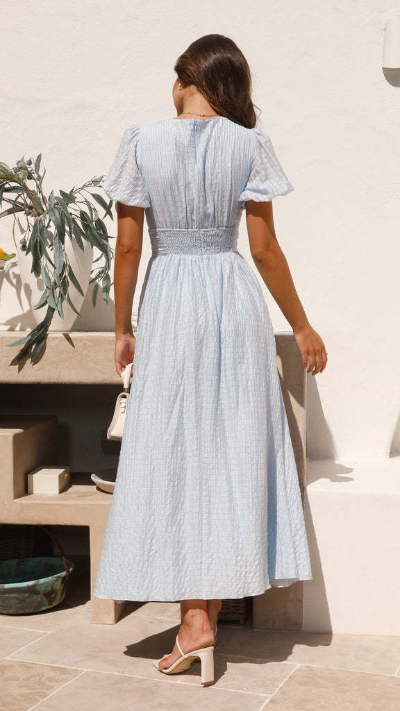Damska Sukienka Midi z Dekoltem V, Guzikami, Bufiastymi Rękawami i Marszczoną Talią-Midi Dress-Olave