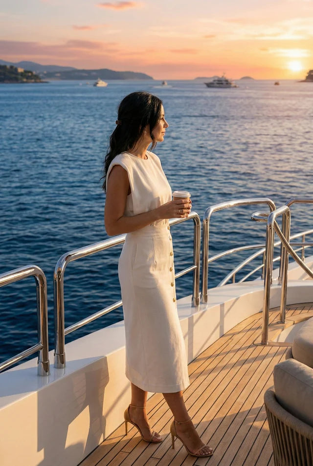 Damska Sukienka Midi z Guzikami i Rozcięciem z Przodu-Midi Dress-Olave