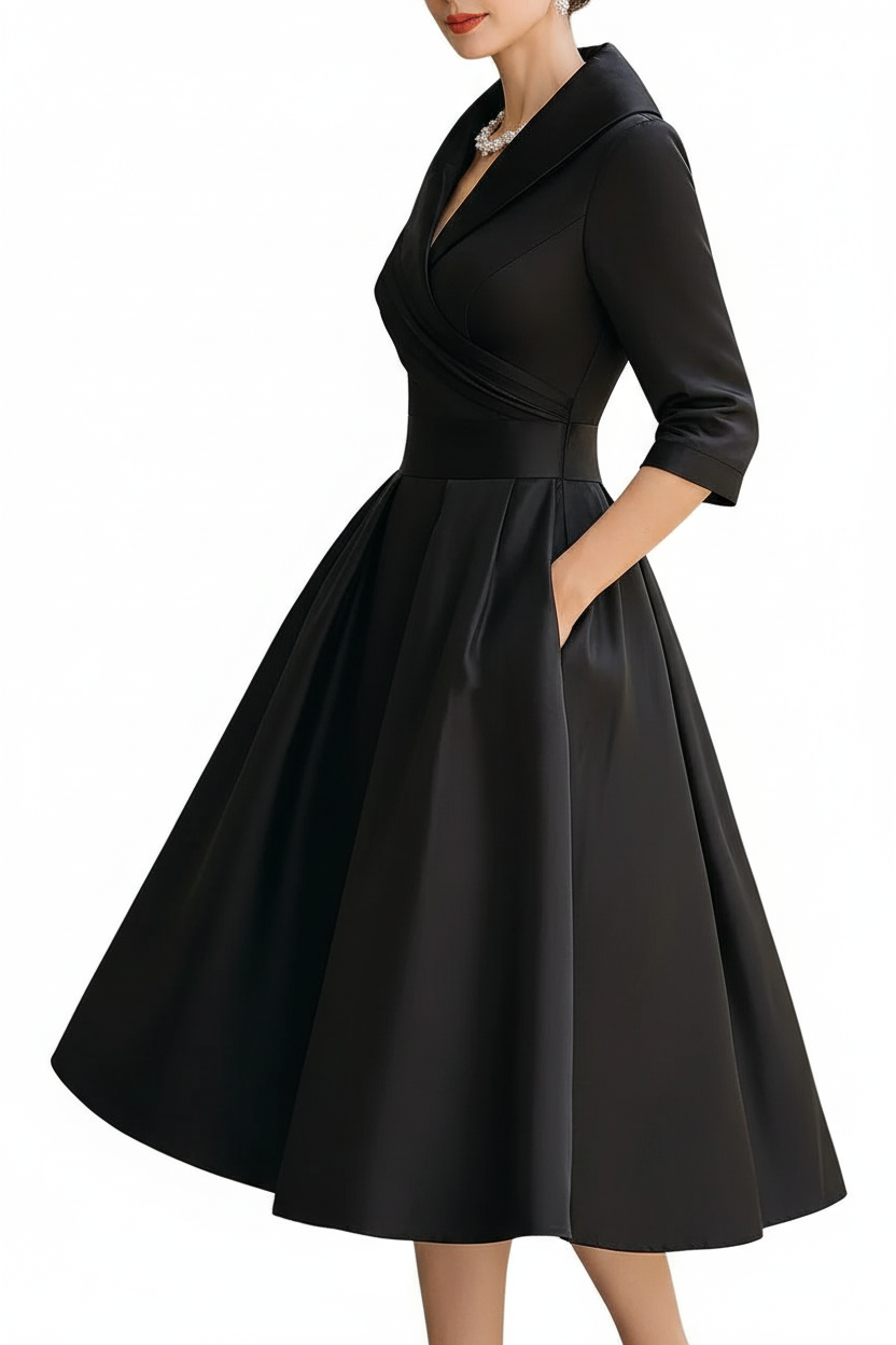 Damska sukienka midi z kopertowym dekoltem-Midi Dress-Olave