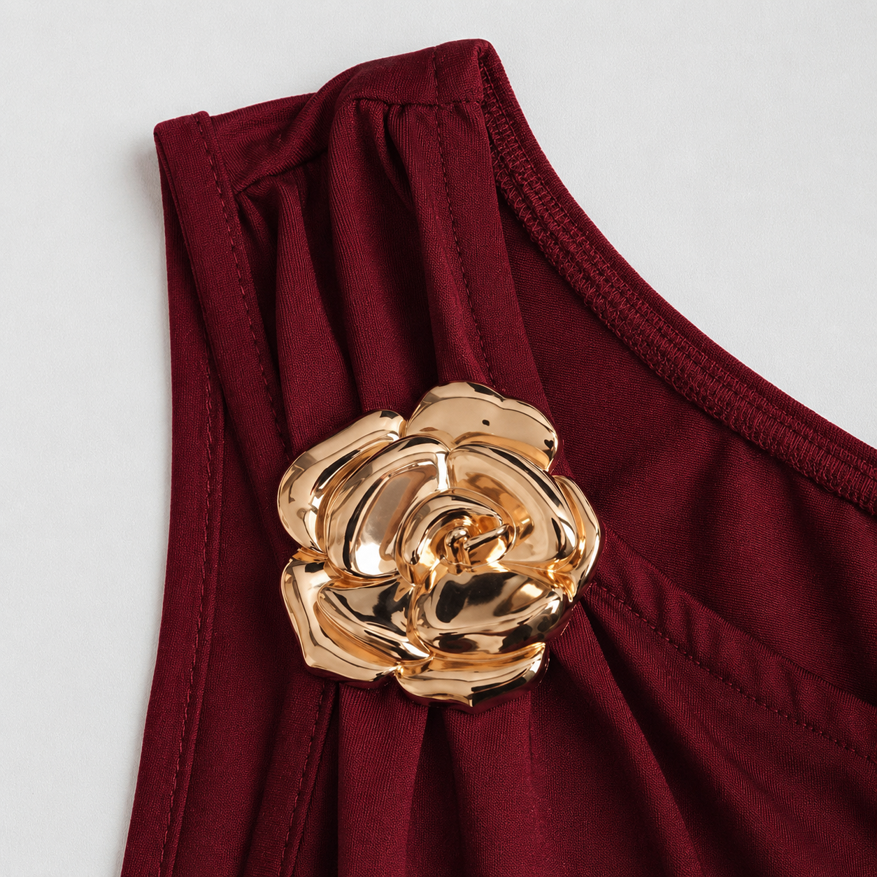Damska Sukienka Mini na Jedno Ramię z Falbaną-Mini Dress-Olave