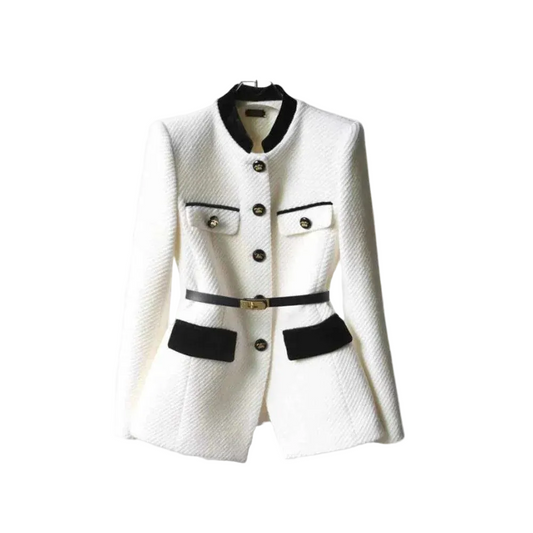 Damska Taliowany marynarka o strukturalnej formie z kontrastowym wykończeniem-Blazers for Women-Olave