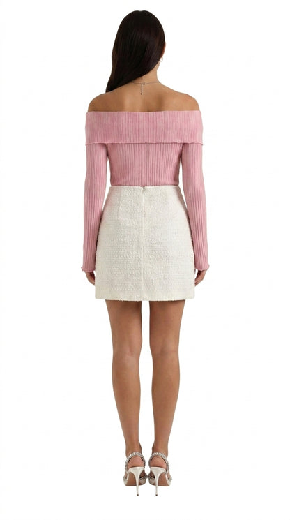Damska teksturowana spódnica mini z wysokim stanem i ozdobnymi guzikami-Skirt for women-Olave