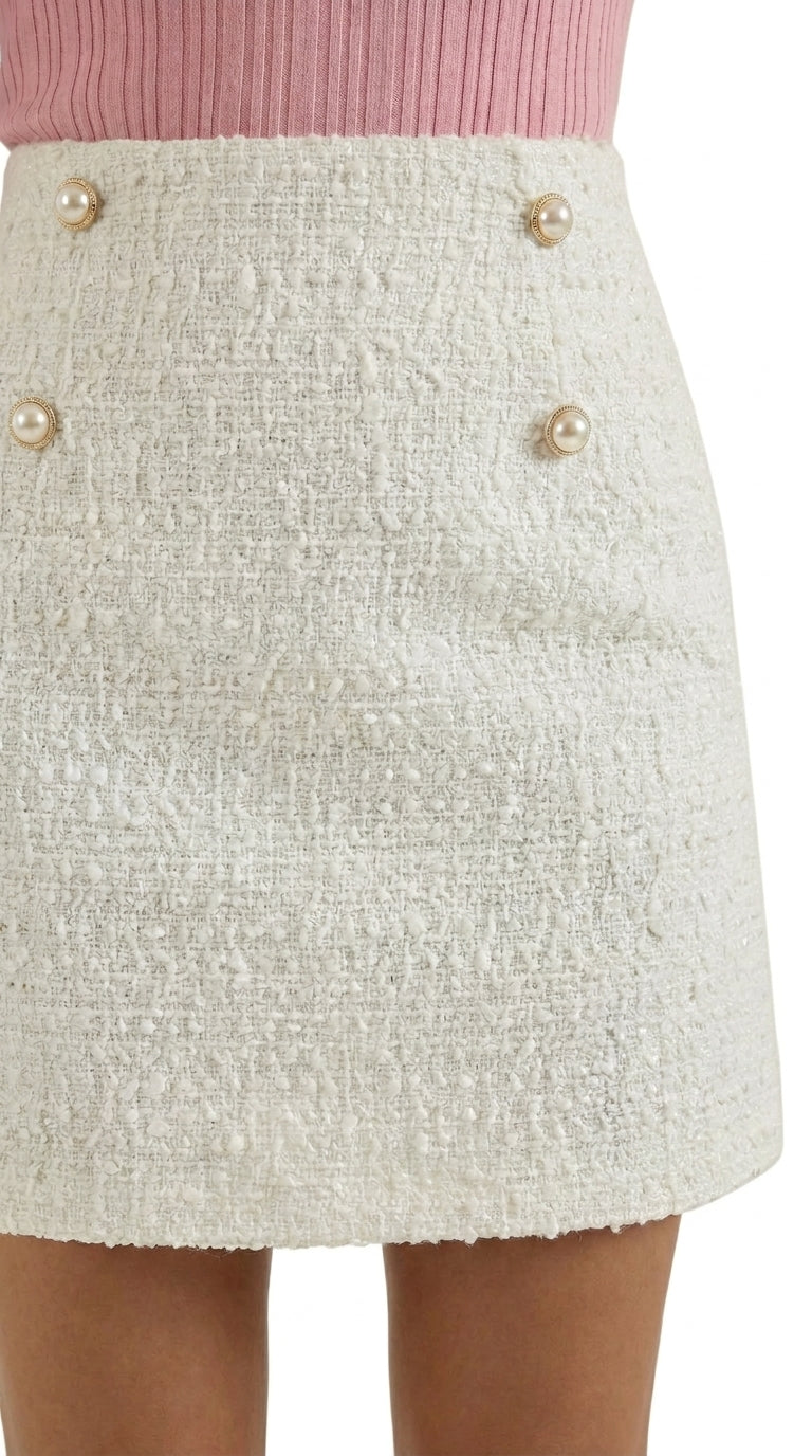 Damska teksturowana spódnica mini z wysokim stanem i ozdobnymi guzikami-Skirt for women-Olave