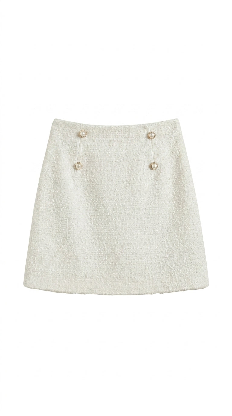 Damska teksturowana spódnica mini z wysokim stanem i ozdobnymi guzikami-Skirt for women-Olave
